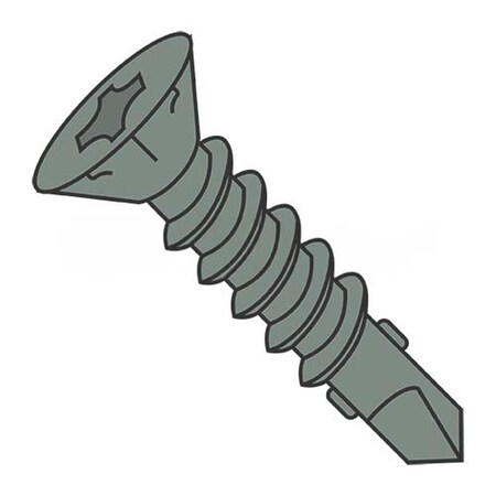 Usa Industrials Self-Drilling Screw, #8-18 x 1-5/8 in, Green Ceramic Steel Flat Head Phillips Drive BULK-SCRW-11485